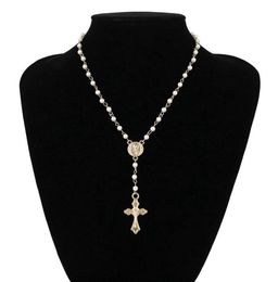 Catholic Rosary Beads Necklace Women statement Religious Jewellery Gold Lin Chain Multilayers Choker Necklace Vintage5080330