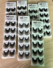 5pair set RED CHERRY False Eyelashes Natural Long Eye Lashes Extension Makeup Professional Faux Eyelash Winged Fake Wispies1381413