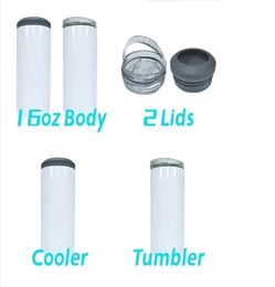 4 in 1 16oz Sublimation Can Cooler Straight Tumbler Stainless Steel Can Insulator Vacuum Insulated Bottle Cold Insulation FY51477319890