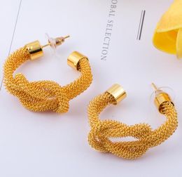 Stud Mesh Earring Gold Color Small Earrings For Women Jewelry Middle East Arab Africa Girl Ethiopian Habesha EarringStud5592194