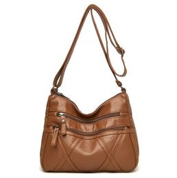 Middle aged and Elderly Moms Bag Middle aged and Elderly Soft Leather One Shoulder Messenger Bag Large Capacity Gra 240425
