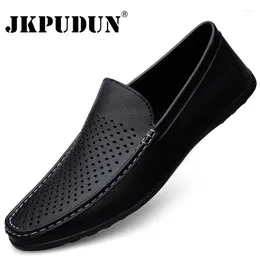 Casual Shoes Summer Brand Men Leather Hollow Out Moccasins Breathable Slip On Luxury Italian White Loafers Plus Soze 47