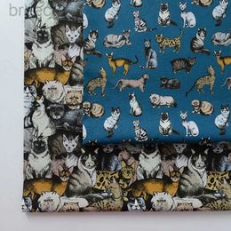 Fabric 60S Cats Cotton Digital Printing Fabric Soft Breathable For Sewing Dress Shirts DIY By Half Metre d240503