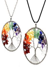 12PcsSet Tree of Life Necklace 7 Chakra Stone Beads Natural Amethyst Sterlingsilverjewelry Chain Choker Pendant Necklaces for W8198692