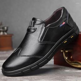 Casual Shoes Leisure Men's 2024 Spring Soft Sole Comfortable Fit For Commuting Middle-aged Dad Formal Business Leather