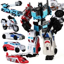 HZX 5 IN 1 Transformation Robot Car Toys Anime Defensor Aircraft Motorcycle Truck Model KO Boys Kid Gift 240422