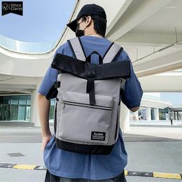 Backpack Simple Color Blocking Backpacks For Men Trend School College Students Functional Large Capacity Men's Bag Oxford