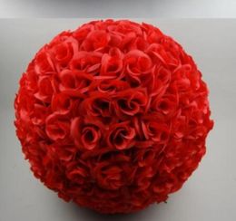 30 CM 12quot New Artificial Encryption Rose Silk Flower Kissing Balls Hanging Ball Christmas Ornaments Wedding Party Decorations1922916