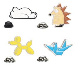 Cartoon Animal Polar bear Cranes Brooch Pins Set Funny Zinc Alloy Balloon dog Brooches for Girls Xmas Gift Badges Bag Pin9078848