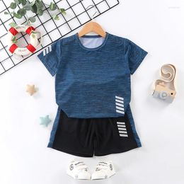 Clothing Sets Summer Kids Clothes Boys And Girls Tracksuit Quick Drying T-Shirt Shorts 2 Pieces Side Striped Breathable Training Suit