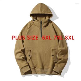 Men's Hoodies Men Sweatshirts Cotton Hooded Oversized 6XL 7XL 8XL Plus Size Zipper Long Sleeve Pullovers Autumn Streetwear Pocket Sportswear