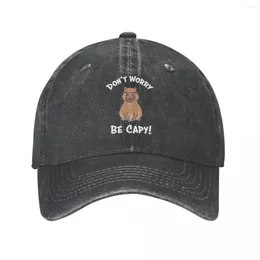 Ball Caps Capybaras Unisex Style Baseball Cap Don't Worry Be Capy Distressed Denim Washed Hats Fashion Outdoor Workouts Gift Sun