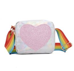 Women Sequins Love Heart Handbag Kids Bag Messenger Shoulder Bag Rainbow Shoulder Strap Crossbody Lovely Wallet for Girls7302335