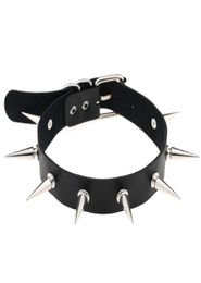 Whole Choker Jewellery European And American Nightclub PU Leather Necklace Rivet Spiked Collar Clavicle Chain Hip Hop Jewellery Ch9174425