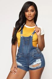 Women's Jeans Casual Women Plus Size Ripped Button Denim Overalls Short Streetwear Playsuit Bodysuit Mujer Jumpsuit