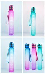 1000ml Gradient Color Oneclick Opening Fliptop Spring Lid 32OZ Motivational Fitness Outdoor Sports Water Bottle With Time Marker 7962341