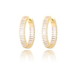 Luxury Bling Zircon Circle Earrings Fashion 18K Gold Rhodium Plated Hoop Huggie Hip Hop Women Earrings8139416