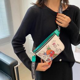 Storage Bags Broadband Fashion Small Bag Women's 2024 Trendy And Versatile Waist Printed One Shoulder Crossbody Texture Chest