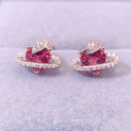 Stud Earrings Per Jewelry Natural Real Red Garnet Earring Love Heart Style 1ct 2pcs Gemstone 925 Sterling Silver Fine L243105