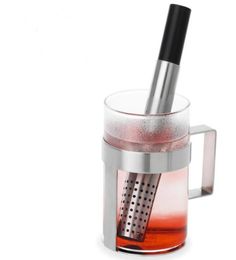 100pcs Tea Strainer Stick Stainless Steel Pipe Design Mesh Tea Philtre Portable Tea Infuser Teaware LX24712408632