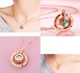 2019 New Arrival 100 languages Rose GoldSilver I love you Projection Pendant Necklace Romantic Love Memory Wedding Necklace9182828