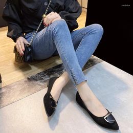 Casual Shoes Pointed Toe Single Shoe Women's Women Spring Autumn 2024 Shallow Comfortable Black Flat Professional Work Ladies Loafers