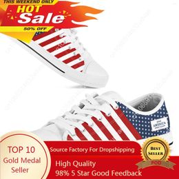 Casual Shoes American Flag MAGA Fourth Of July Women Summer Canvas Vulcanised Flats Plus Size 45/46