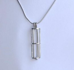 Pendant Necklaces 5pcs 18kgp Pearl Gem Beads Locket Hollowout Long Cylinder Tube Cage Fittings For DIY Bracelet Necklace Jewelry3401399