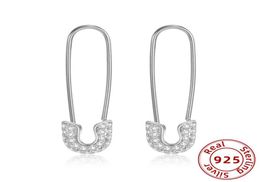 Small Safety Pin Studs 925 Sterling Silver Earrings for Women Unisex Ear Piercing Stud Earrings Zircon Fine Jewelry Gift Y1010294D8912567