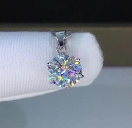 Silver 925 Jewellery Round Pendants 1 0ct Lab Diamond Necklace Classic Six Claw Pendant for Women XDZ004273i7049541