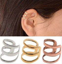 Clip Earrings Punk Gold Sliver Bronze plated Chain Charms Clip Earrings Metallic Ear Wrap None piercing Ear Cuff earrings Jewelry5729404