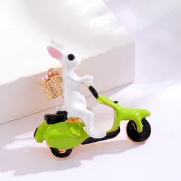 Brooches Drop Oil Cute Pet Riding Battery Bike Brooch Fashion Cartoon Zodiac Creative Pin Animal Accessories