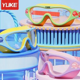Kids Swimming Goggles Waterproof and Anti Fog HD Diving Boys Girls Transparent Large Frame Professional Swim Equipment 240418