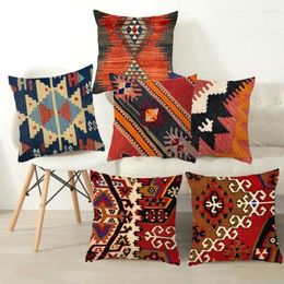 Pillow Boho Pattern Linen Cover Multicolor Abstract Ethnic Geometric Print Decorative Living Room Sofa