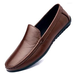Casual Shoes Slip On Leather Men Loafers Concise Style Black Brown Loafer Spring Autumn Italian Brand Designer