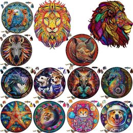 A3 A4 A5 Size Lion Wooden Animal Puzzle Family Games Birthday Gifts Puzzles Interesting Jigsaw for Adults Kids 240428