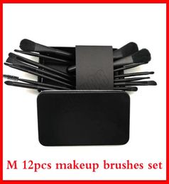 Makeup Brushes M 12pcs Makeup Brush Designer Black Eyeshadow Foundation Powder Blush Lip Make Up Tools 12pcsset 3types6115613