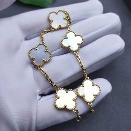 Последний бренд дизайнера Van Four Leaf Grass Five Flower Bracelet Женский белый Fritillaria v Золото сгущенное покрытие 18K Rose