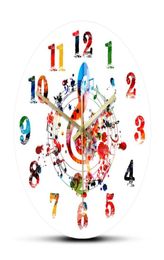 Colorful Gclef Treble Symbol with Music Notes Wall Clock Creative Rhythmic Ornate Home Decor Melody Musical Sign Art Wall Watch8138880