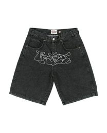 K Pop Clothes Denim EmbroidGym Shorts Y2k Mens Womens Summer Harajuku Casual Punk Hiphop Streetwear Pants Gothic Men 240430