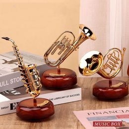 Nordic Style Instrument Music Box Figurines Miniature Creative Guitar Saxophone Music Box for Home Decoration Crafts 240425