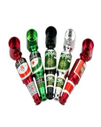 Small Beer Bottle Metal Smoking Hand Pipe Stylish Mini Size Tobacco Smoke Philtre Pipes Portable Oil Burner Accessories Pipas De Fu9300711