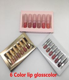 Gold lip gloss 6 colors Birthday Limited Edition Holiday Matte Lipstick Valentine Lip gloss Mini Kit Lip Cosmetics 6Colors set4339407