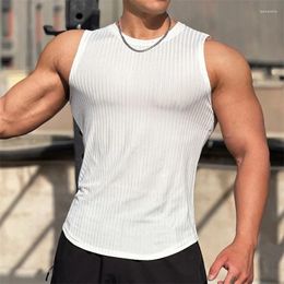 Men's Tank Tops 2024 Summer Men Vest Gym Top Fitness Sleeveless Shirt Male Elastic Stripe Sports Undershirt Gyms