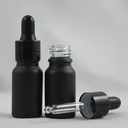 Storage Bottles 100pcs/lot Empty Matte Black Glass E Liquid Dropper Bottle With Essential Oil Refillable