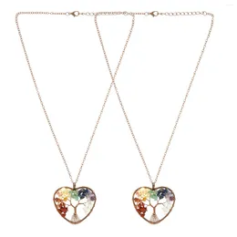 Pendant Necklaces 2pcs Natural Stone Tree Necklacesss Creative Jewelries For Women Girls