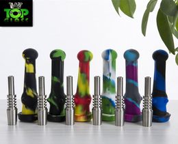 Silicone NC Pipe with 145mm stainless steel tip Food Grade Mini Bird Dab Straw Oil3158477