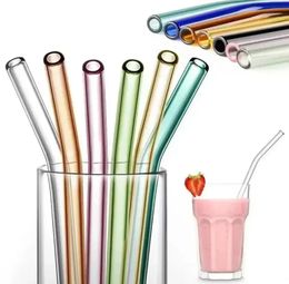 DHL Colorful Glass Straws Reusable Drinking Straw Ecofriendly High Borosilicate Glass Straw Glass Tube Bar Drinkware sxjul243139272