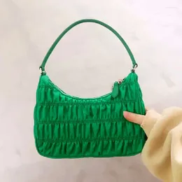 Shoulder Bags Summer Underarm Bag 2024 Luxury Design Women Hobo Pleated Tote Candy Color Nylon Handbag Small Female Purses