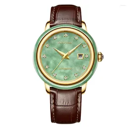 Wristwatches Top Personality Jade Watch Women Automatic Mechanical Sapphire Mirror Business Men Wristwatch Brand High-end Gift Male Clock